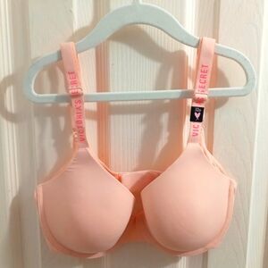 Victoria's Secret Orange T-shirt Lightly Lined Demi Orange Bra Size 32D